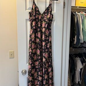 Zara silk size small Floral Black and Pink Dress